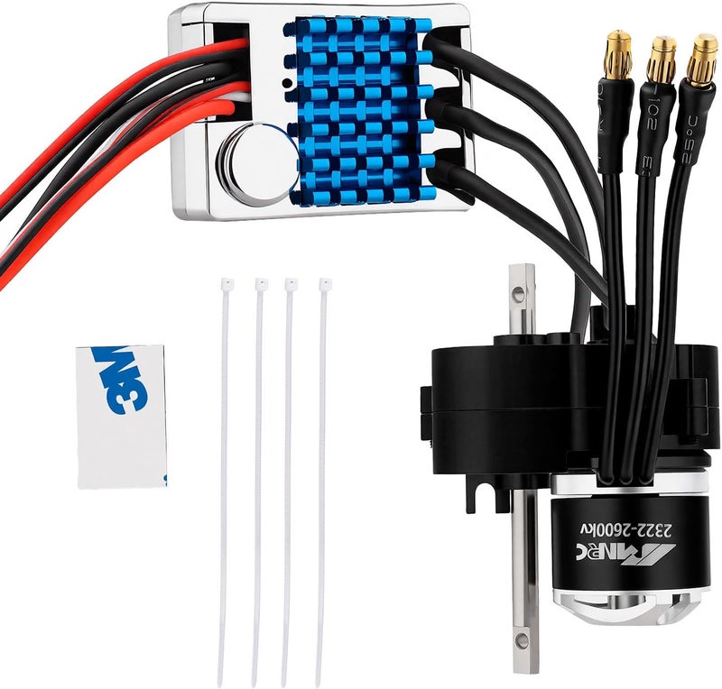 NMNRC Alloy Transmission & 2322 2600kv Brushless Motor & 45A Brushless ESC for MN82 MN99S MN168 MN78 Series Upgrades Part Black - Image 1